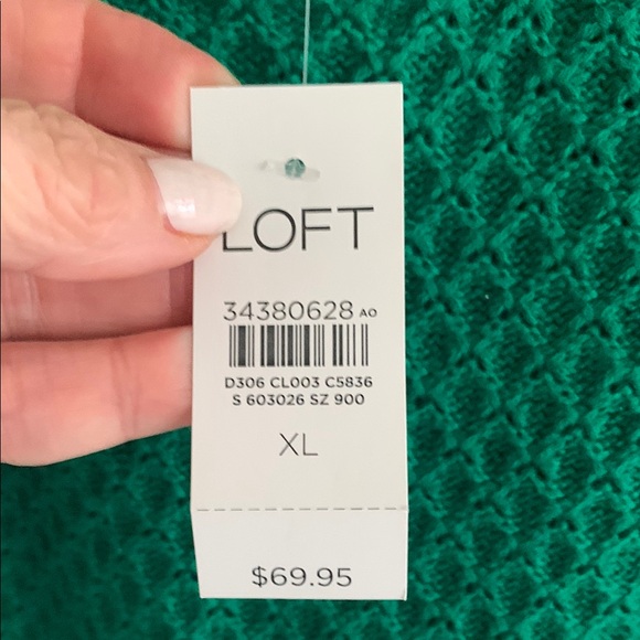 Loft Green Cotton Sweater, XL, NWT - Picture 3 of 5